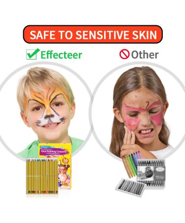 Face Paint Crayons for Kids - 36 Makeup Sticks & Stencils - Professional Face Painting Kit for Halloween or Birthday Party - 6 Fluorescent, 6 Metallic, 24 Classic Colors - Safe for Sensitive Skin - Buy Online on SooperMarket.com