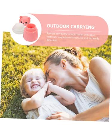 Beavorty 6-Piece Baby Powder Puff Set with Storage Bottle | Travel-Friendly Kit for Newborns | Loose Powder Sponge Container | Pink, 10x7CM - Buy Online on SooperMarket.com