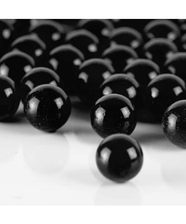 CYS EXCEL Black Glass Marble Gemstone Vase Filler (1 LB) | Multiple Color Choices Aquarium Glass Round Marble Beads | Decorative Mosaic Glass Gem Pebbles (Approx. 80-93 PCS) 1 LB Black