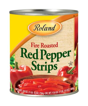 Roland Foods Fire Roasted Red Peppers, Strips, Specialty Imported Food, 28-Ounce Can ( count of 4 )