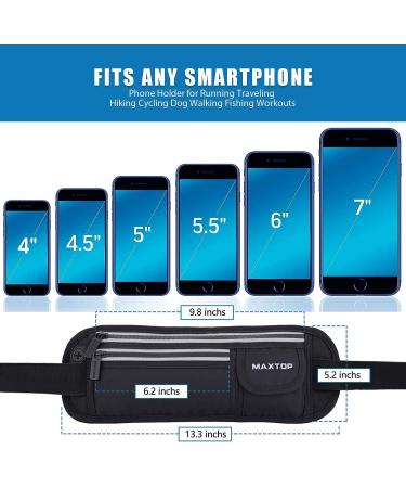 Waterproof Running Belt for Women Men - Black Fitness Fanny Pack for Hiking Gym Jogging - Fits iPhones Plus - Travel Waist Pack - Exercise Phone Holder & Money Belt - Medium - Buy Online on SooperMarket.com