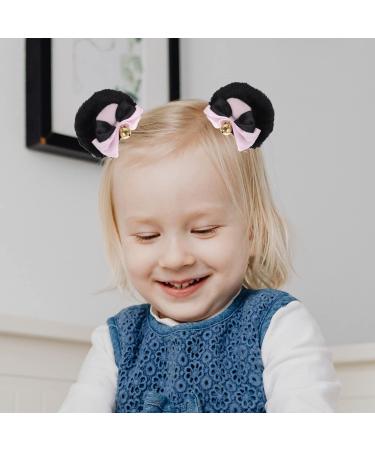 KALLORY 1 Pair Bear Ear Hair Clip Headband Hair Clips Hair Clip for Women Hair Bows Miss Lolita Hand Made Black Pink - Buy Online on SooperMarket.com