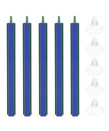 HEVEER Aquarium air stone 20 cm 5 pieces with 5 suction cups blue bar bubble diffuser fish tank fluffle stone sparkling stone for aquariums oxygen pump fish pool 20cm