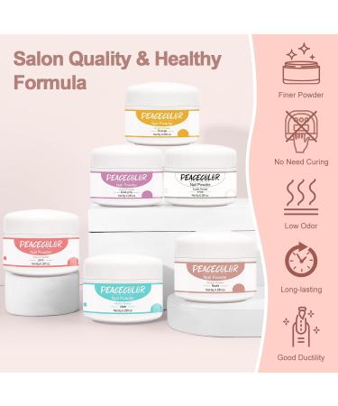 PEACECOLOR 6PC 8G Acrylic Powder Set Clear Pink White Nude Orange Dark Pink Color Collections Professional for Acrylic Nail Extension Carving Nails DIY Nail Art at Home No Lamp Needed XA-46 - Buy Online on SooperMarket.com