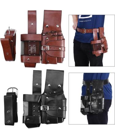 Professional Hair Care Styling Tools Waist Bag - PU Leather Hairdressing Pouch for Barber Scissors and Combs with Removable Belt (Black) - Buy Online on SooperMarket.com