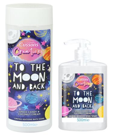 Cussons Creations Limited Edition Soap & Shower Gel. To The Moon And Back A Fragranced Blend of Space Candy & Coconut Cream.