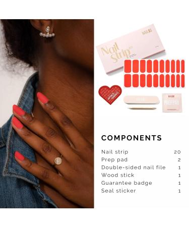 Nailog Nail Wraps - 20Pcs Semi Cured Nail Polish Stickers | Long-lasting Watermelon Red Nail Art Strips Kit for Women - Buy Online on SooperMarket.com