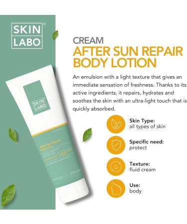SkinLabo - After-Sun Repair Body Lotion Repairs and Soothes Skin Moisturising Action Light Texture with Defensil-Plus Prickly Pear Extract - 250 ml - Buy Online on SooperMarket.com