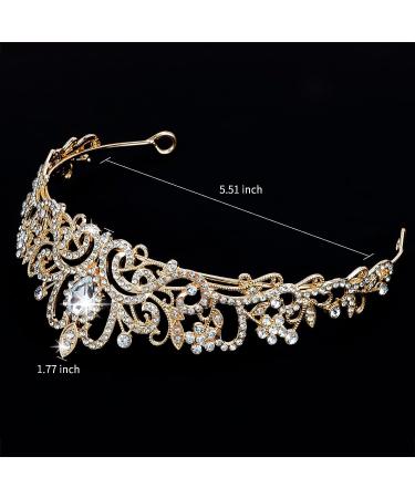 YISSION Gold Crown and Tiara Crystal - Queen Crown for Women & Girls | Birthday, Wedding, Prom, Cosplay - Buy Online on SooperMarket.com