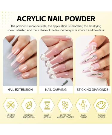 Coscelia 8G Clear Acrylic Powder French Nail Art Powder System for Acrylic Nails Extension DIY at Home Long-Lasting No Needed Nail Lamp Cured - Buy Online on SooperMarket.com
