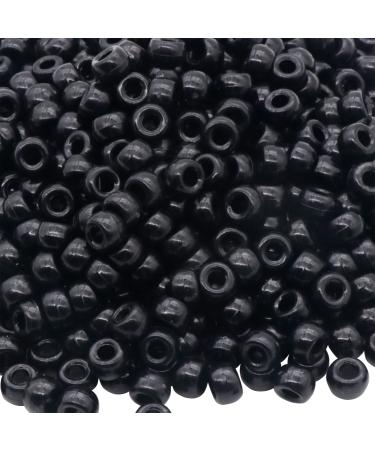 1000Pcs Pony Beads Bracelet 9mm Black Plastic Barrel Pony Beads for Necklace,Hair Beads for Braids for Girls,Key Chain,Jewelry Making (Black)