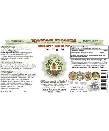 Organic Beet Root Alcohol-Free Liquid Extract - 2 oz Glycerite Formula - HawaiiPharm - Buy Online on SooperMarket.com