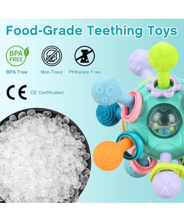Site Ring Baby Toy | 0-3 Months Silicone Teething Rattle | Montessori Veilchen Root Gift | Fresh Green Sensory Balls - Buy Online on SooperMarket.com