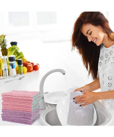 12 Pack Double-Sided Microfiber Cleaning Cloths - Lint Free & Highly Absorbent - Multi-Purpose Kitchen & Car Towels - Buy Online on SooperMarket.com