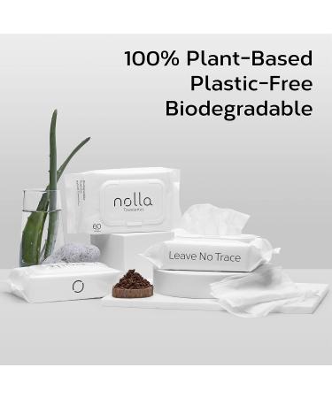 Nolla Flushable Wipes - 100% Plant-Based, Plastic-Free, Biodegradable - Unscented with Aloe & Vitamin E - Septic & Sewer Safe - 360 Count (6 Packs of 60) - Buy Online on SooperMarket.com