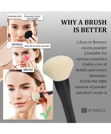 HEYMKGO Powder Makeup Brush - Full Face Powder Brush for Setting Powder Bronzer Blush Blending Buffing Sculpting - Large Fluffy Kabuki Brush with Synthetic Bristles for Even Application - Buy Online on SooperMarket.com
