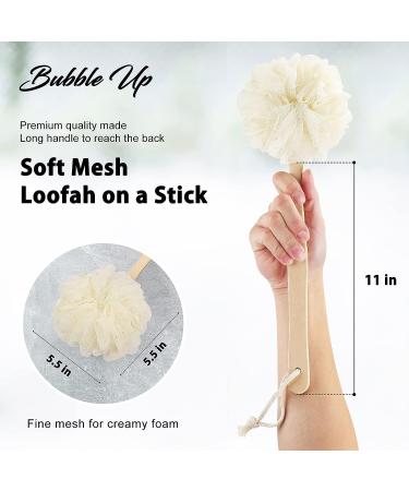 Exfoliating Loofah on a Stick Back Scrubber for Shower Long Handle Shower Sponge for Men and Women - Buy Online on SooperMarket.com