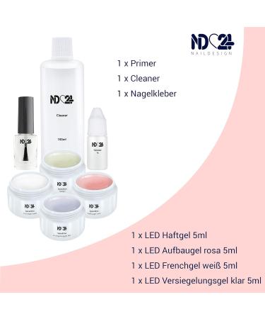ND24 NAILDESIGN Geln gel Starter Set - Complete Gel Nail Kit with LED Lamp French Gel & Accessories | Made in Germany for Beginners & Professionals - Buy Online on SooperMarket.com
