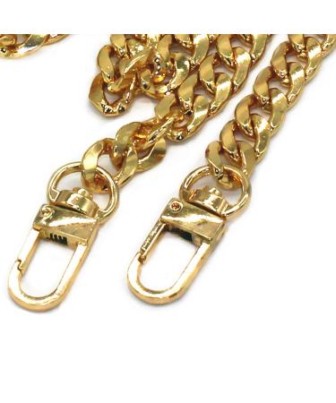 Model Worker DIY Iron Flat Chain Strap Handbag Chains Purse Chain Straps Shoulder Cross Body Replacement Straps with Metal Buckles (47", Gold) 47" Gold
