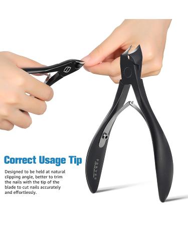 FERYES Precision Toenail Clipper | Stainless Steel Nail Cutter for Thick or Ingrown Toenails | Podiatrist Recommended | Manicure Pedicure Clipper - BLACK - Buy Online on SooperMarket.com
