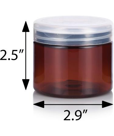 Buy 12 Pack 6 oz Amber PET Plastic Low Profile Jars with Clear Natural Flip Tops - Ideal for Skincare & DIY Projects | International Shipping Available - Buy Online on SooperMarket.com