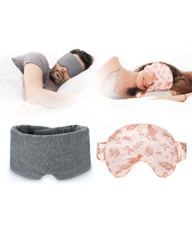 FRESHME Sleep Mask for Sleeping 100% Blockout Light Mulberry Silk Cotton Luxury Eye Shade Soft Comfortable Eye Mask for Sleeping Travel Yoga Nap with Elastic Mulberry Eye Blinder Blindfold Women Men