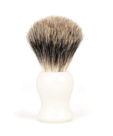 Fendrihan Classic Pure Grey Badger Shaving Brush with Resin Handle for Personal and Professional Shaving (Ivory) White