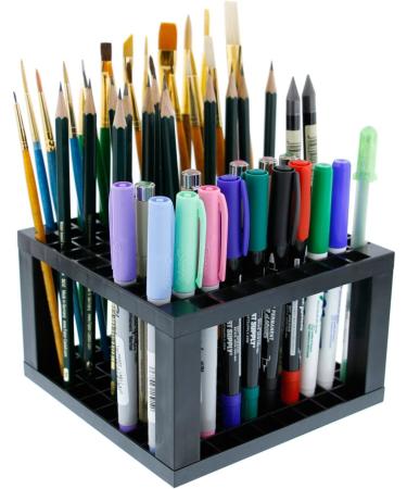 U.S. Art Supply 96 Hole Plastic Pencil & Brush Holder - Desk Stand Organizer Holding Rack for Pens  Paint Brushes  Colored Pencils  Markers 96-Hole Single Level - Buy Online on SooperMarket.com