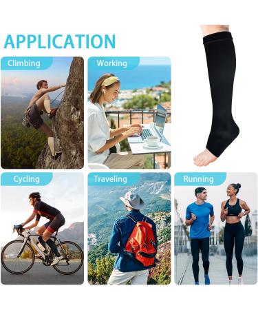 ACWOO Compression Stockings for Women & Men - 2 Pairs of Medical Support Socks (15-20 mmHg) - Open Toe Black & Beige Thrombosis Socks for Running Sports Flight & Cycling - Buy Online on SooperMarket.com
