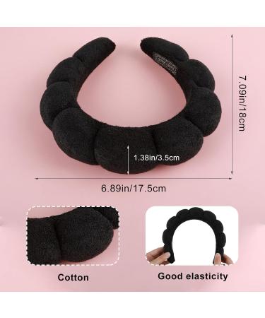 WLLHYF Spa Headband Wristband Set for Washing Face Sponge Makeup Skincare Hairband Soft Towel Cloth Headwear Puffy Non Slip Padded Hair Band Hair Accessory for Women Girls Shower Sports(Black) - Buy Online on SooperMarket.com