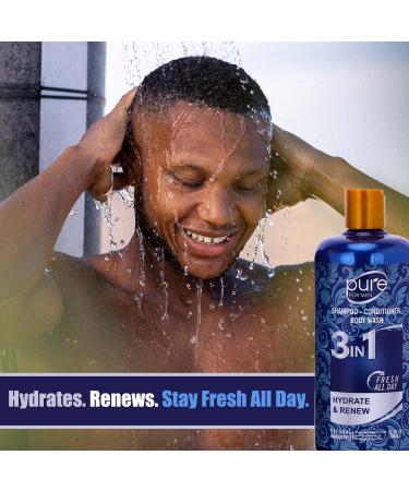 Men's 3-in-1 Body Wash Shampoo Conditioner Combo - Shower Gel for Body, Hair & Face - Paraben & Sulfate Free - 2 Pack - Buy Online on SooperMarket.com