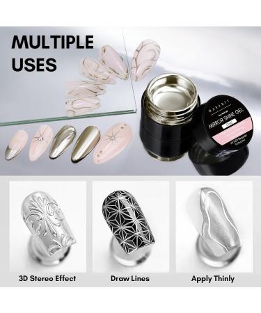 Makartt Painting Gel Nail Polish UV: Rose and Gold Chrome Mirror Metallic Effect - for Nail Art - Buy Online on SooperMarket.com