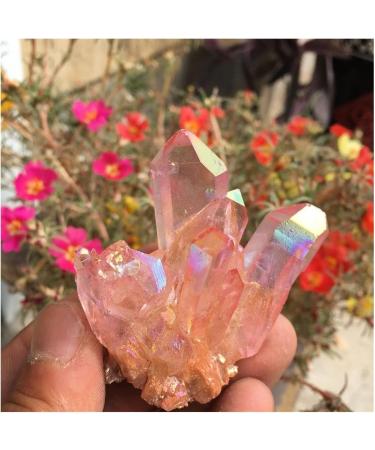 Natural Crystal Rough Beautiful Rose Flame Aura Quartz Crystal Cluster Specimen 60-70G - Buy Online on SooperMarket.com