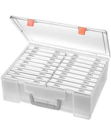 Photo Storage Box 4x6 18 Inner Extra Large Photo Case Large Photo Organizer Acid-Free Photo Box Storage Photo Keeper Photo Storage Case Plastic Craft Storage Box for Photo Stickers Stamps Seeds (Clear 18 Boxes) 18 Boxes Clear