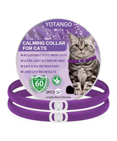 Calming Collar for Cats Cat Calming Collar Anxiety Relief Adjustable Waterproof Pheromone Anti Anxiety Cat Collar Natural Calm Treatment with 60 Days for Kitten Medium Large Cats Purple-2Pcs
