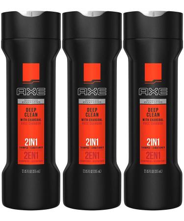 AXE 2-in-1 Shampoo and Conditioner Deep Clean With Charcoal 12 Ounce (Pack of 3)
