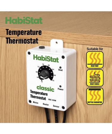 Habistat - Classic On/Off Temperature Thermostat - White - 600w - Accurate Dial - Easy To Use - Ideal For Controlling Heat Mats - Buy Online on SooperMarket.com
