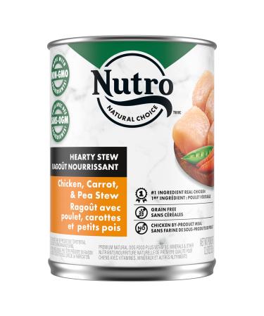 NUTRO Natural Choice Hearty Stew Adult Wet Dog Food Grain Free Tender Chicken Carrot & Pea Stew 355g Can (Pack of 12)