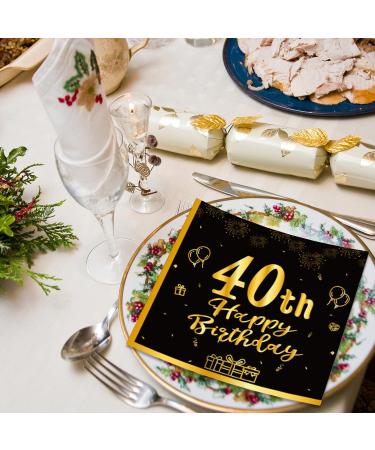 40 Black & Gold Birthday Napkins - Elegant 33x33cm Party Supplies for Men & Women - Perfect for 40th Birthday Decorations - Buy Online on SooperMarket.com
