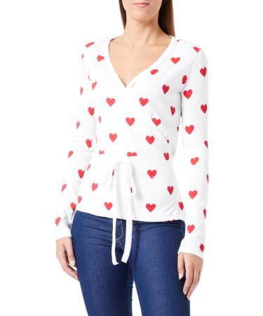 Petit Bateau Women's Wrap-Over S White Marshmallow / Red Terkuit