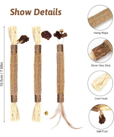 Dacitiery Cat Silvervine Chew Sticks Cat Toys Natural Cat Teeth Nip Cleaning Teeth Chew Catnip Toys for Indoor Cat Teeth Cleaning Kitten Teething and Stress Release (3 Style 6 Pack) - Buy Online on SooperMarket.com