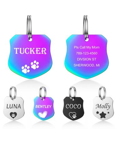 Yehanti dog brand with engraving - dog brand personalized with name telephone number and address stainless steel name tag for collar trailer brand for dogs cats and puppies (badge)