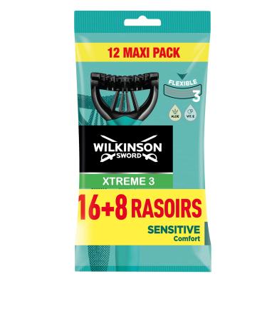 Wilkinson Xtreme 3 Pure Sensitive Disposable Razor Blades 24 Pieces 16 + 8 Pieces