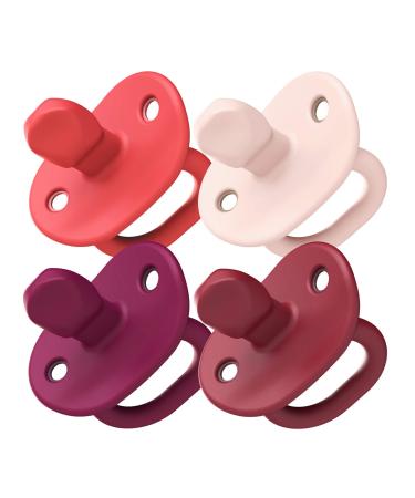 Boon JEWL Biometric Silicone Baby Pacifier - 3+ Months - Pink - Comfortable Silicone Orthodontic Baby Pacifiers with Soothing Gem Shaped Nipple - 4 Count 3-6 Month Pink