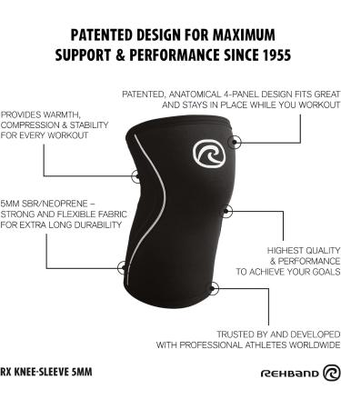 Rehband Knee Bandage - 5mm Neoprene Support Sleeve for CrossFit & Heavy Training | Unisex Multiple Colors & Sizes - Buy Online on SooperMarket.com