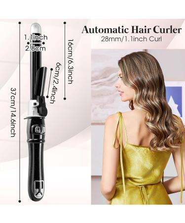 Hair Curler Automatic Curling Iron: 1.1inch Waver Hair Tool with 30s Instant Heat - Rotating Curling Wand Black - Buy Online on SooperMarket.com