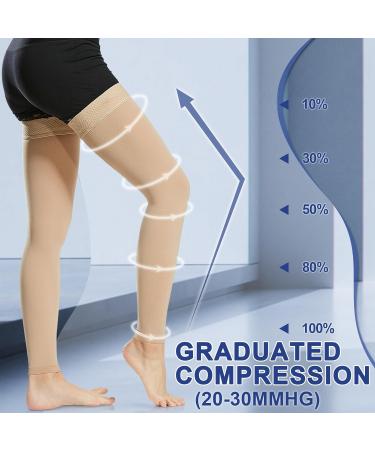 Medical Compression Stockings for Men & Women | Thigh Support 20-30 mmHg for Varicose Veins & Edema Beer Beige Klein - Buy Online on SooperMarket.com