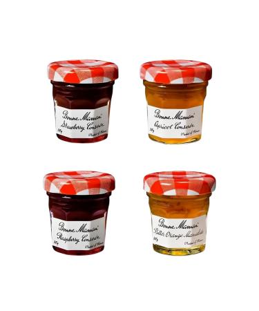 Bonne Maman Jam Pick N Mix - Choose From 4 Flavours | Strawberry-Conserve Apricot-Conserve Raspberry-Conserve Bitter Orange Marmalade 30g - Pack of 40 (10 of Each)
