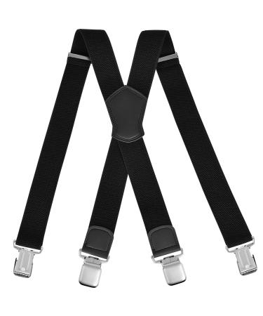 ACWOO braces for men murder men extra strongly wide 4 cm adjustable and elastic unit size braces women with very strong 4 metal clips braces black braces y-shape
