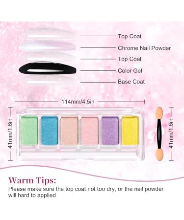 MIZHSE Chrome Nail Powder Set - 6 Colors Mermaid Aurora Moonlight Effect - Nail Art Pigment for Gel Polish - Mirror Effect Glitter Powder - Easy DIY Nail Studio - MJF002 - Buy Online on SooperMarket.com